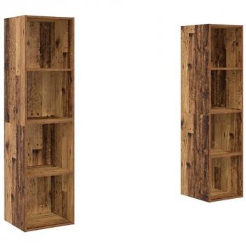 Juego de 2 Gabinetes para Televisor de Madera Ingenierizada Marrón, Diseño Moderno que Ahorra Espacio, Medidas 37 x 37 x 142.5 cm