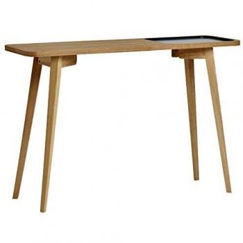 VS Venta-stock Mueble Consola Yoko 120x35 cm, Mueble de Entrada, Madera de Haya y Chapa de Roble, Color Gris Antracita, Estilo nórdico