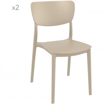 Stackable Taupe Plastic Outdoor Dining Chair