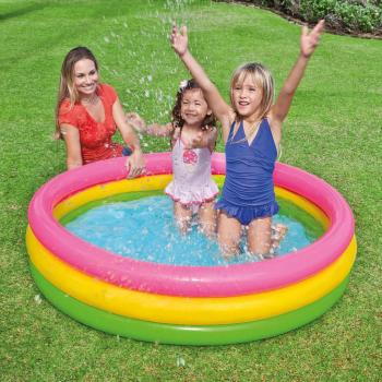 Intex Piscina Hinchable 3 Aros Sunset 147 x 33 cm, 275 Litros, Multicolor - INTEX 57422