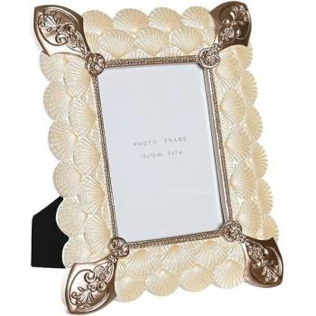 Marco de Fotos DKD Home Decor 22,8 x 2,6 x 28,6 cm Cristal Cobre Blanco Resina Romántico