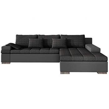 Sofá rinconero Comfivo 113, gris, función de descanso, caja de ropa de cama, 310x175x83cm