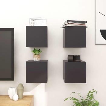 Mueble de TV gris 4 piezas 30,5x30x30 cm
