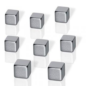 Be!Board B3101 Imanes de neodimio, cubo, 1 x 1 x 1 cm, color plateado, 8 unds.