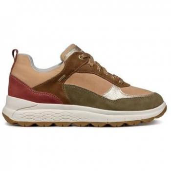 GEOX Women's Spherica 4x4 Abx Sneakers - Moss Green/Old Rose, Casual Lace-Up Trainers