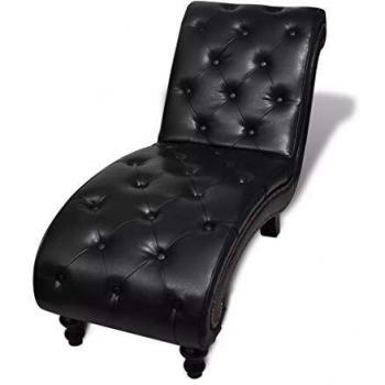 vidaXL Diván Chaise Longue Clásico Botones Poliuretano Marrón Sillón Camilla