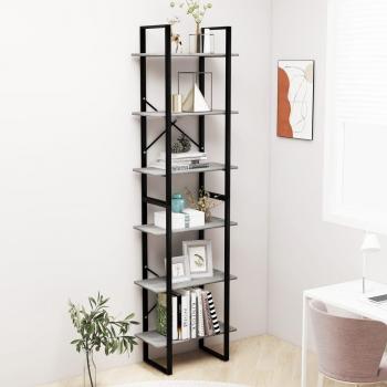 Estantería de madera contrachapada 60x30x210 cm en blanco, negro y gris - Mueble de almacenaje para oficina, estudio y dormitorio - Estantería/librería/mueble de almacenamiento con estantes de almacen