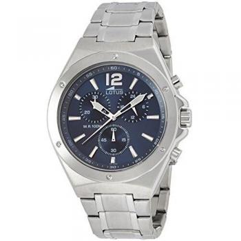 Lotus Men's Quartz Watch with Blue Dial Chronograph Display and Silver Stainless Steel Bracelet 10118/3