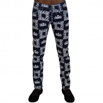 Dolce & Gabbana Blue Cotton DG Crown Skinny Denim Jeans - IT48 | M