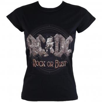 AC/DC Women's Rock or Bust Metallic T-Shirt - ROCK OFF XL
