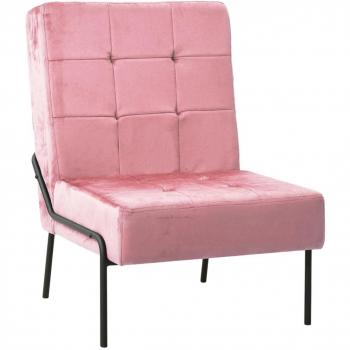 Sillón relax de terciopelo rosa 65x79x87 cm