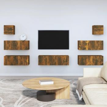 vidaXL Set de muebles para TV 7 piezas madera contrachapada roble ahumado