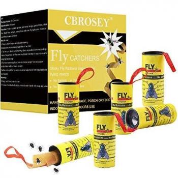 CBROSEY Atrapa Moscas,Trampa Moscas,Caza Moscas,Atrapa Insectos,Adhesivo Atrapa Insectos 16 Rollos Atrapa Moscas para Colgar para Insectos Voladores de Interior y Exterior