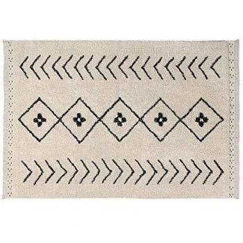 Lorena Canals Alfombra Lavable Bereber Rhombs Algodón Natural - Beige , Negro - 170x120 cm