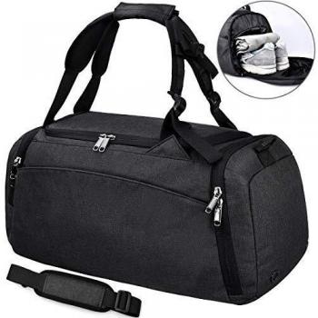 Bolsa Deporte Bolsa Gimnasio de Viaje Impermeable Bolsos Deportivos Fin de Semana Travel Duffle Bag para Hombre y Mujer Negro
