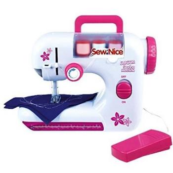 Lena- Máquina niños, Funciona con Pilas, con Hilo de Coser y Cinta métrica, Color carbón