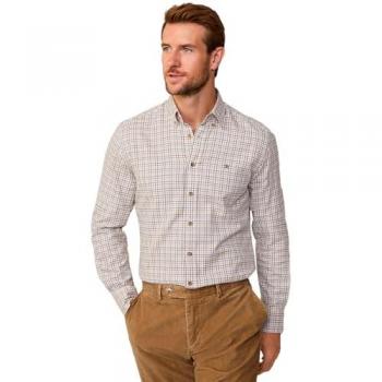 Camisa de hombre tailored fit de cuadros tattersall Hackett en color amarillo mostaza claro (Light Mustard Yellow), talla M