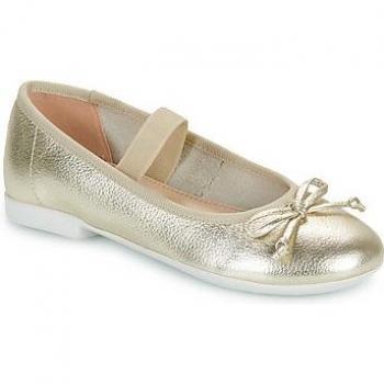 Geox JR Plie Platinum Leather Ballerina Flats