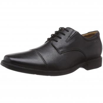 Clarks Men's Tilden Cap Derbys, Black Black Leather, 8 UK