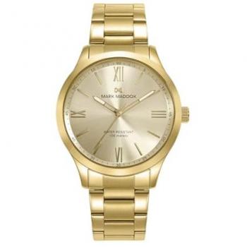 Reloj de Hombre Mark Maddox Marais - Caja y Brazalete de Acero IP Dorado, Esfera Dorada con Números Romanos, Movimiento de Cuarzo, Diseño Clásico y Elegante