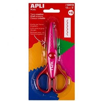 APLI Kids 12819 - Tijera Escolar Creativa Dentada Rosa, 13 cm