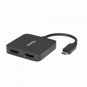 Plugable Technologies USB C to HDMI Adapter for Dual Monitors 4K 60Hz Compatible with Windows Chromebook USBC Thunderbolt USB4 Laptops MST Extended Display Type C Multi HDMI Port Adapter Driverless USBC-MSTH2