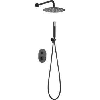 Conjunto ducha monomando empotrado Olimpo negro mate