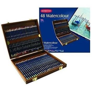 Lápices Derwent Solubles en Agua, Para Pintar y Dibujar, Set de 48 en Caja de Madera de Regalo, Ideal para Matizar y Crear Capas, Calidad Profesional, 0700758