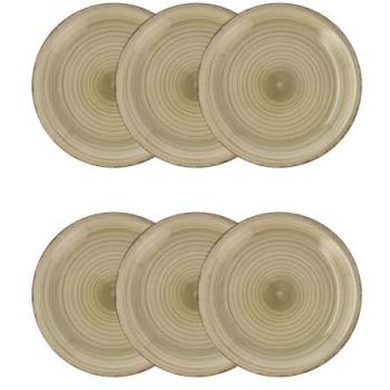 Juego de 6 Platos Llanos Vita de Quid - Cerámica y Gres - Apto para Microondas - Colores Naturales y Diseños Coordinados