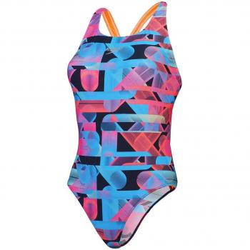 Bañador Speedo Allover Digital Powerback Mujer Azul Rosa Negro