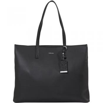 Calvin Klein Allover Print Shopper Bag, Black, Female, Size: ONE SIZE