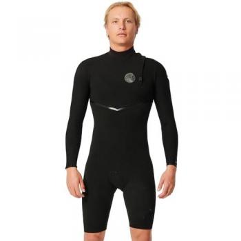 Rip Curl E-Bomb 2mm Shorty Wetsuit con Cremallera en la Espalda para Hombre, Manga Larga, Color Negro, Talla L