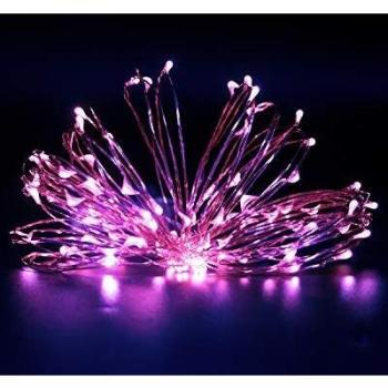 Litogo Guirnalda Luces Pilas, Luces LED Pilas, Luces LED Habitacion 5m 50 LED Luces de Cadena Micro con Pilas de Alambre Guirnaldas Decoracion Cobre para Decoración Interior Bodas Fiesta