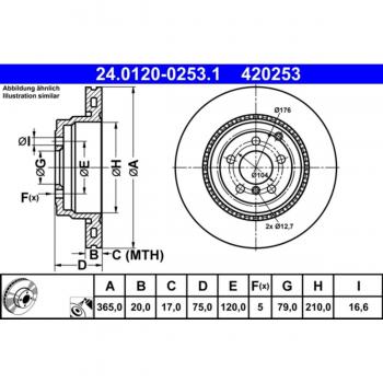 Disco de freno ATE 24.0120-0253.1, ventilado, altamente carbonizado, 1 pieza