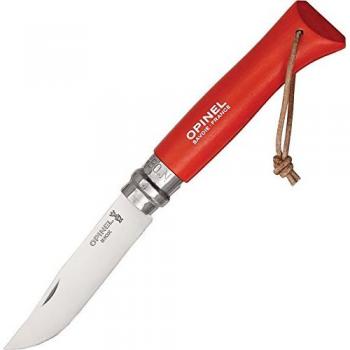 Opinel No. 8 Stainless Steel Folding Knife with Sheath, Red
