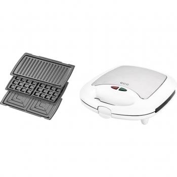 Sandwichera 3 en 1 ECG S 399 Blanca, Acero Inoxidable y Plástico, 700W