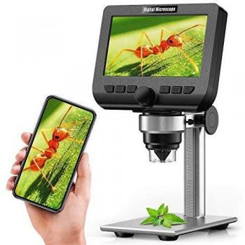 Microscopio Digital de LCD, YINAMA 4.3 Pulgadas de Microscopio de Zoom de 1080P 50x-1000x, Cámara Inalámbrica con Microscopio Estéreo USB, Compatible con iPhone, Android, iPad, PC, MAC, Windows