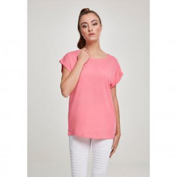 Urban Classics Women's Extended Shoulder T-Shirt in Pink Grapefruit