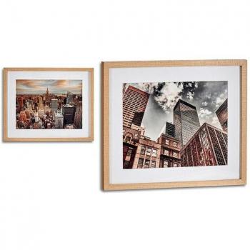 Cuadro Ciudad 43 x 3 x 53 cm Madera Marrón