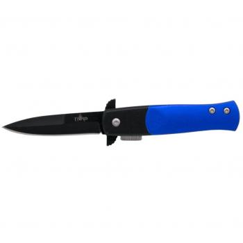 Navaja asistida Third K0812BL, mango de aluminio en azul, hoja de acero inox de 6.5 cm negra. Con clip