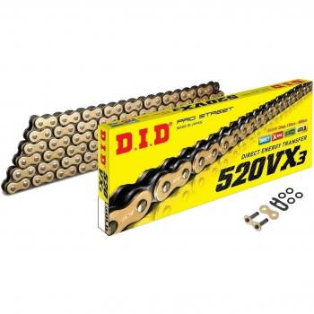 Cadena de transmisión D.I.D 520VX3 X-Ring, color oro/negro, 114 eslabones
