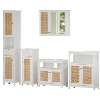 Conjunto de Muebles de Baño Rosario, Blanco, 5 Piezas, con Armario Alto y Espejo