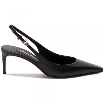 Dolce & Gabbana Women's Leather Slingback DÃ©colletÃ© Pumps in Black, Size 38, CG0805A1953