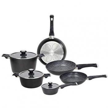 Set de Ollas y Sartenes Antiadherentes Tognana Sphera, 9 Piezas, Aluminio Negro, Compatible con Inducción y Gas