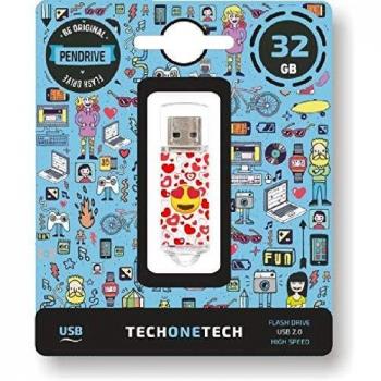 TECH ONE TECH Emojitech Heart-Eyes Pendrive 32 GB, Memoria USB