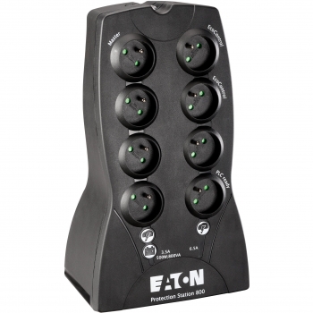 Eaton 61082 - Estación de Protección 800 DIN, Sistema de Alimentación Ininterrumpida (UPS) con Capacidad de 800VA/500W y 8 Salidas AC