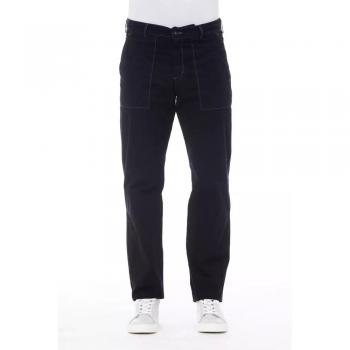 Alpha Studio Blue Cotton Jeans & Pant - IT54 | XXL, Straight Trousers, male, Blue, Size: 2XL with Contrasting Stitching
