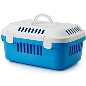 Transportín Compacto Savic Discovery para Mascotas - Azul y Blanco, 48,5 x 33 x 23,5 cm