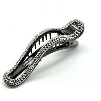 Clip de Cangrejo 12cm con Strass Hematita - Anne Ghez by Fanny Fooks Gris