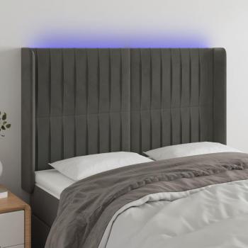 Cabecero LED de Terciopelo Gris Oscuro 147x16x108/128 cm